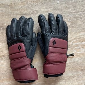 black and maroon leather black diamond womens spark gloves
